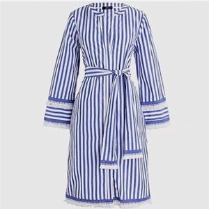 JCREW Blue and White Striped Belted Dress
